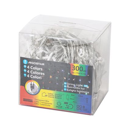 Aigostar - LED Venkovní vánoční řetěz 300xLED/8 funkcí 18x0,4m IP44 multicolor