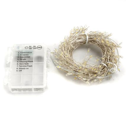 Aigostar - LED Venkovní vánoční řetěz 300xLED/8 funkcí 3xAA 9,3m IP44 teplá bílá