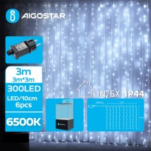 Aigostar - LED Venkovní vánoční řetěz 300xLED/8 funkcí 6x3m IP44 studená bílá