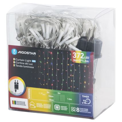 Aigostar - LED Venkovní vánoční řetěz 372xLED/8 funkcí 6x1,2m IP44 multicolor