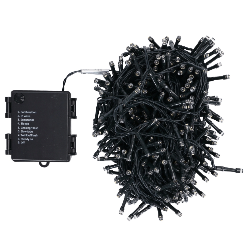 Aigostar - LED Venkovní vánoční řetěz 500xLED/8 funkcí 4xAA 25,3 m IP44 teplá bílá