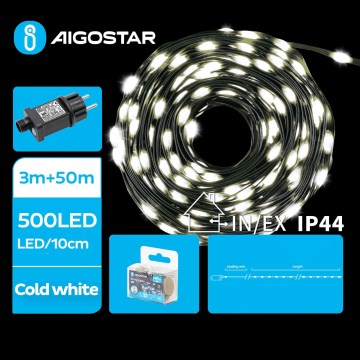 Aigostar - LED Venkovní vánoční řetěz 500xLED/8 funkcí 53m IP44 studená bílá