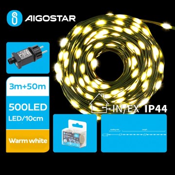 Aigostar - LED Venkovní vánoční řetěz 500xLED/8 funkcí 53m IP44 teplá bílá