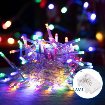 Aigostar - LED Venkovní vánoční řetěz 50xLED/8 funkcí 3xAA 5,3m IP44 multicolor