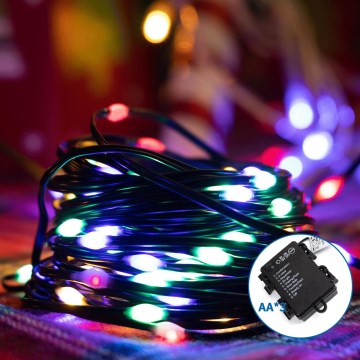 Aigostar - LED Venkovní vánoční řetěz 50xLED/8 funkcí 3xAA 5,3m IP44 multicolor