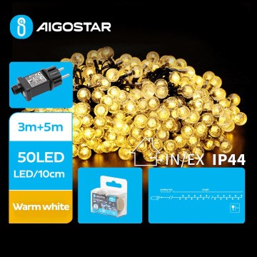 Aigostar - LED Venkovní vánoční řetěz 50xLED/8 funkcí 8m IP44 teplá bílá