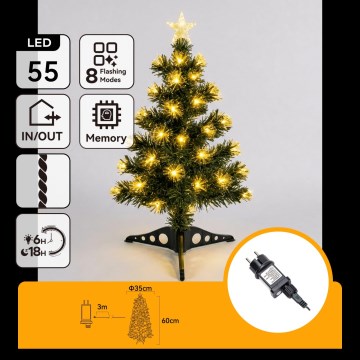 Aigostar - LED Venkovní vánoční stromek 55xLED/8 funkcí 0,6 m IP44 teplá bílá