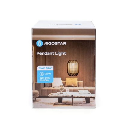 Aigostar - Lustr na lanku 1xE27/60W/230V černá pr. 23 cm
