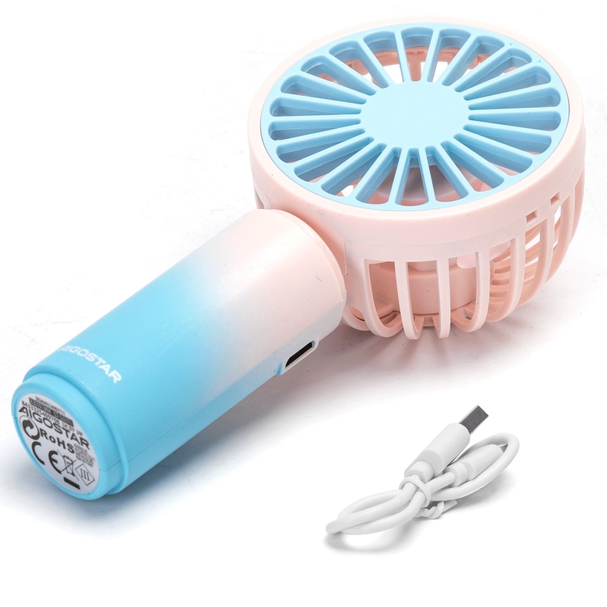 Aigostar - Nabíjecí kapesní ventilátor 3W/5V 500 mAh USB růžová/modrá