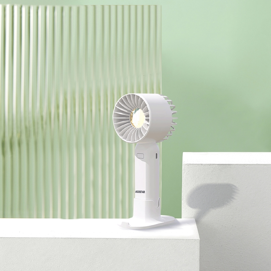 Aigostar - Nabíjecí kapesní ventilátor 4W/5V 500mAh USB bílá