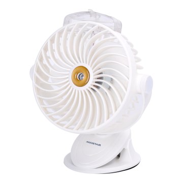 Aigostar - Nabíjecí stolní ventilátor s klipem 2W/5V 2400mAh USB bílá