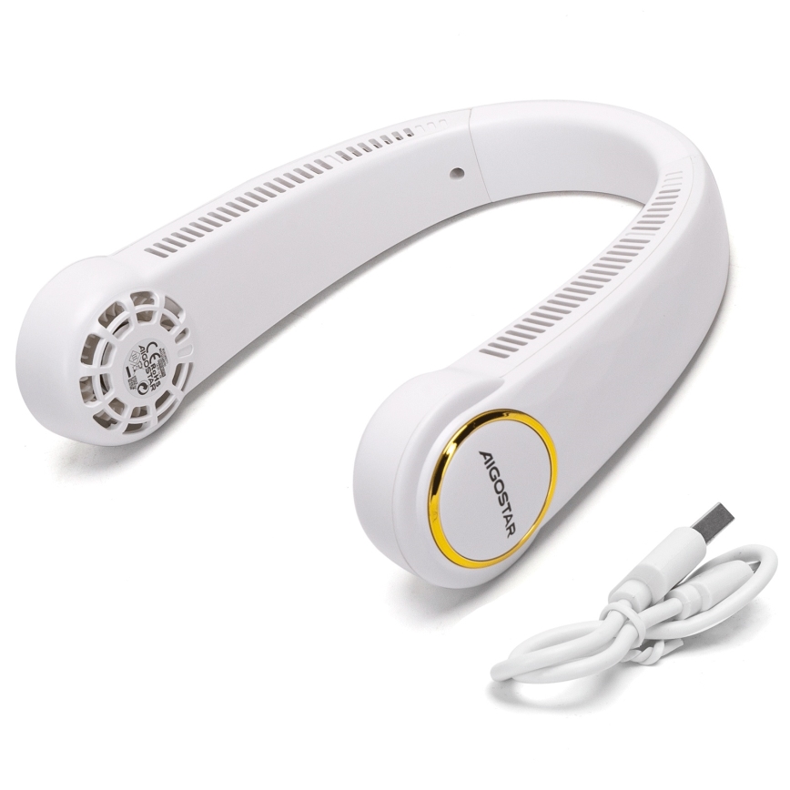 Aigostar - Nabíjecí ventilátor na krk 4W/5V 2000mAh bílá