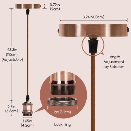 Aigostar - Napájecí kabel 1xE27/60W/230V měděná