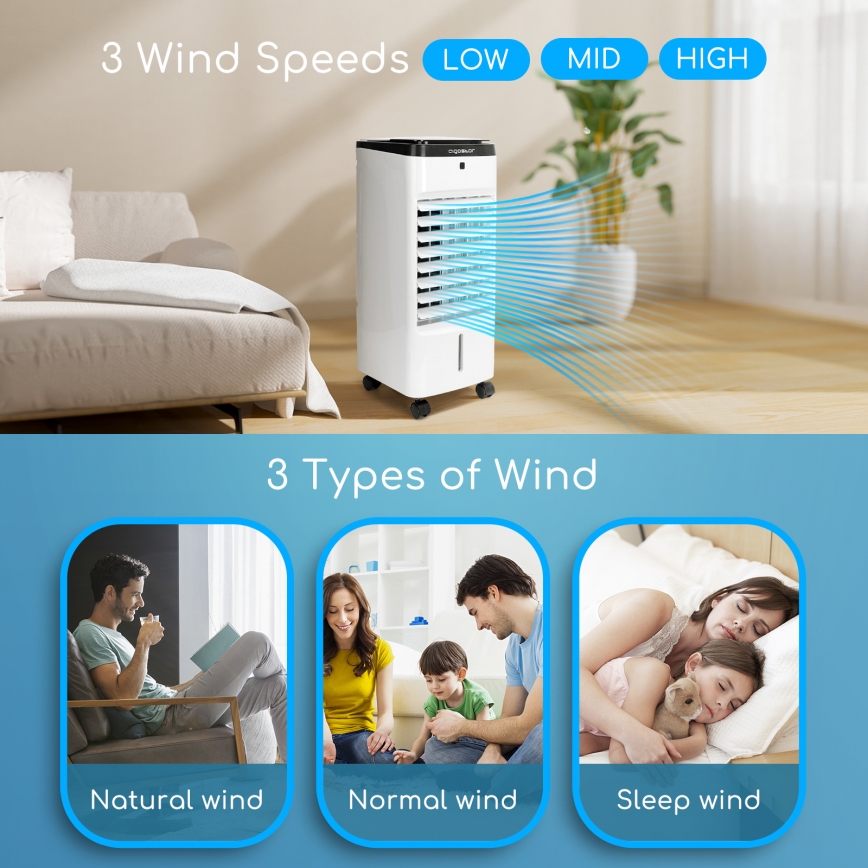 Aigostar - Ochlazovač vzduchu 60W/230V bílá/černá + dálkové ovládání