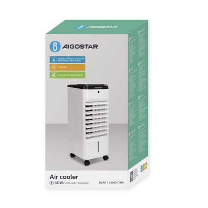 Aigostar - Ochlazovač vzduchu 60W/230V bílá/černá + dálkové ovládání