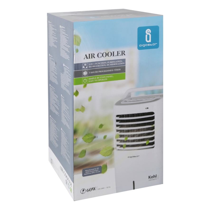 Aigostar - Ochlazovač vzduchu 60W/230V bílá + dálkové ovládání