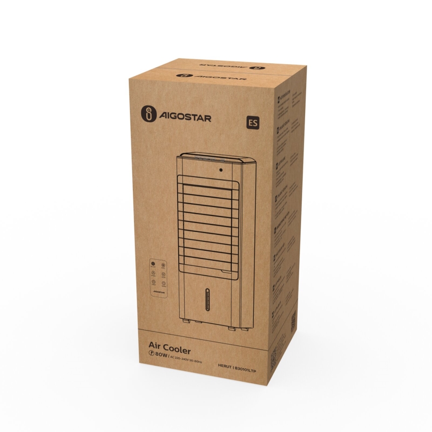 Aigostar - Ochlazovač vzduchu 80W/230V bílá + dálkové ovládání