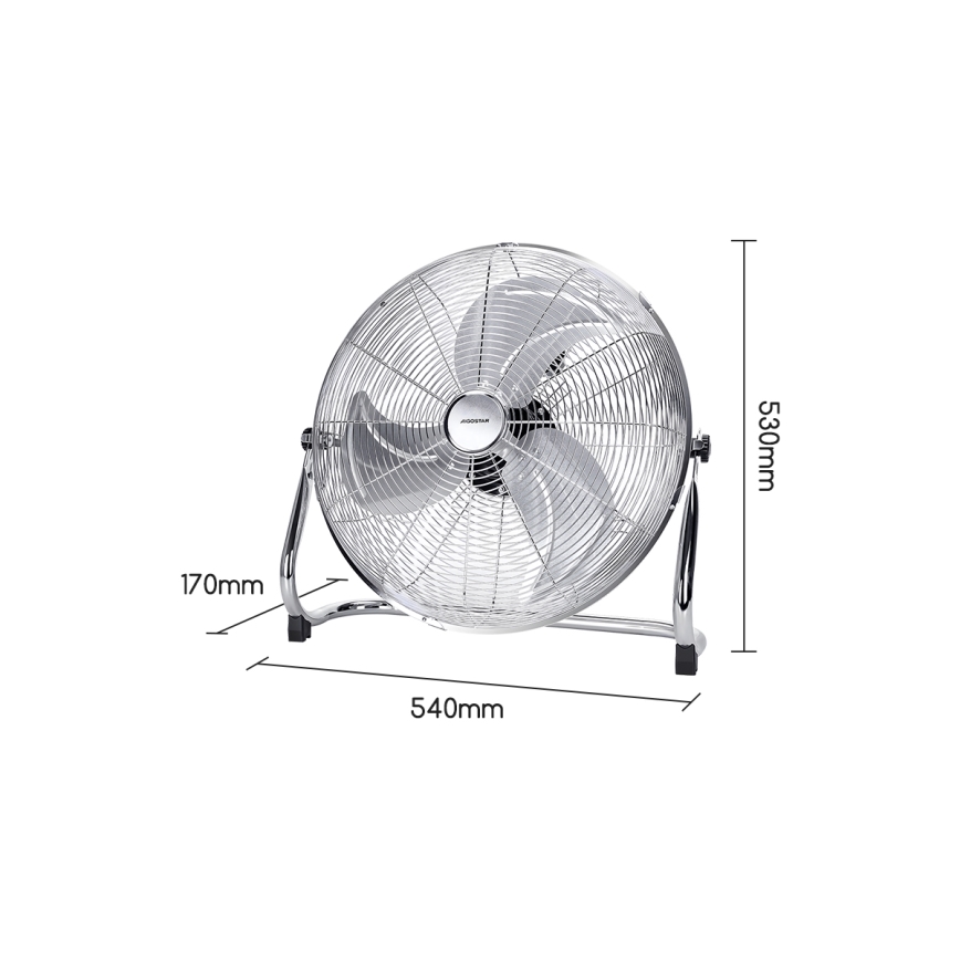 Aigostar - Podlahový ventilátor 100W/230V lesklý chrom