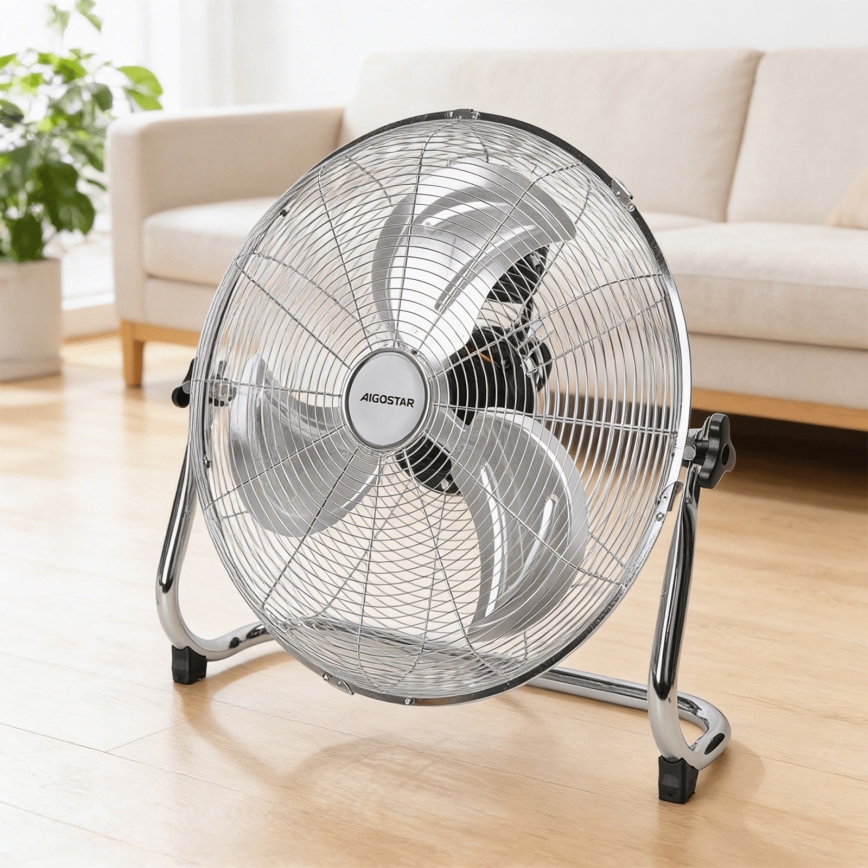 Aigostar - Podlahový ventilátor 100W/230V pr. 54 cm lesklý chrom