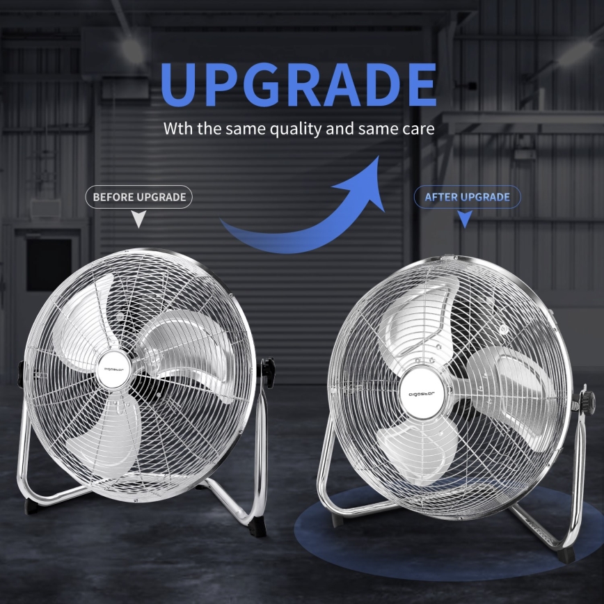 Aigostar - Podlahový ventilátor 60W/230V 44,5 cm lesklý chrom