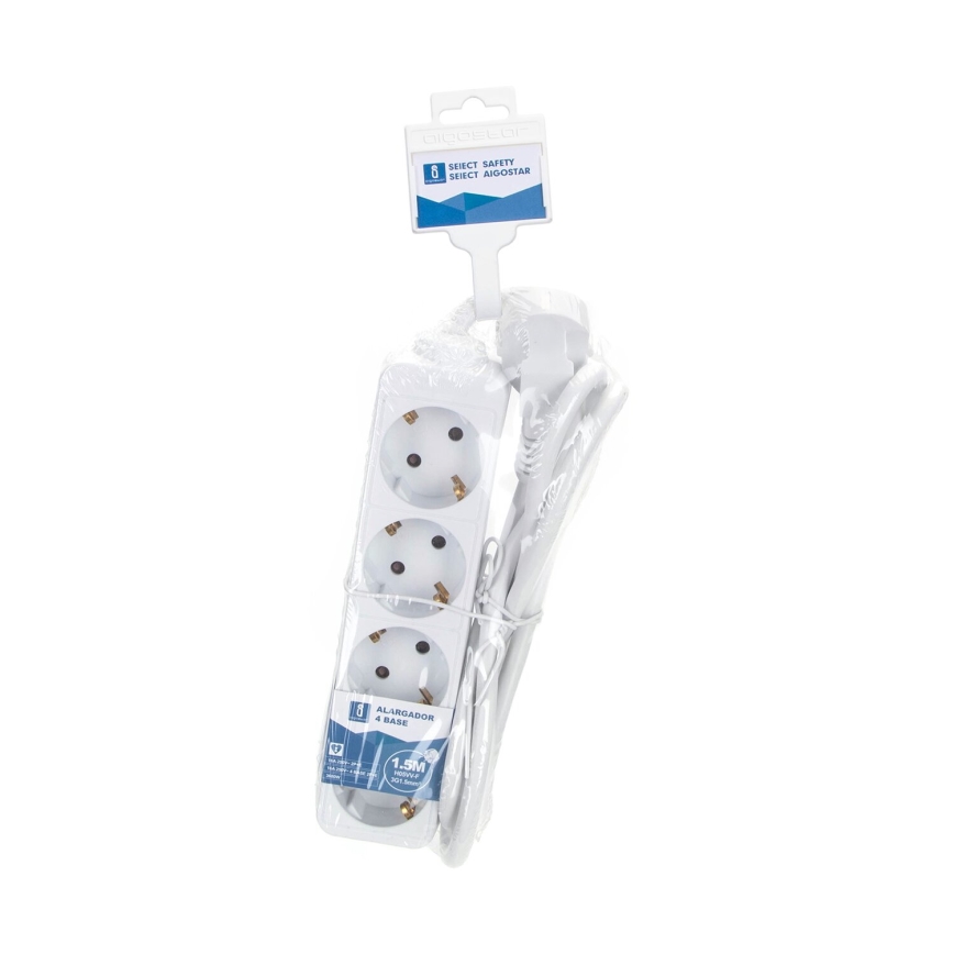 Aigostar - Prodlužovací kabel 4Z Typ F 1,5m bílá SCHUKO
