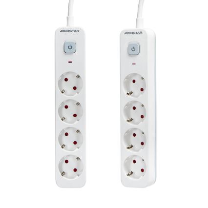 Aigostar - Prodlužovací kabel s vypínačem 4Z Typ F 1,5m SCHUKO bílá