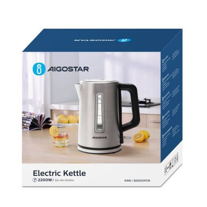 Aigostar - Rychlovarná konvice 1,7l 2200W/230V matný chrom