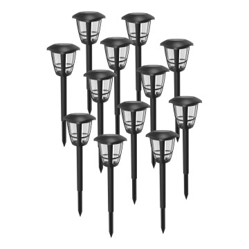 Aigostar - SADA 12x LED Solární lampa LED/0,06W/2V 33,8 cm 6500K 100 mAh IP44 černá