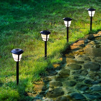 Aigostar - SADA 12x LED Solární lampa LED/0,06W/2V 33,8 cm 6500K 100 mAh IP44 černá