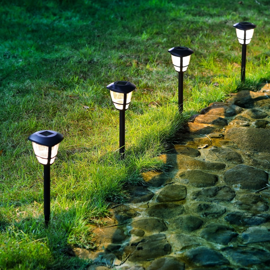 Aigostar - SADA 12x LED Solární lampa LED/0,06W/2V 33,8 cm 6500K 100 mAh IP44 černá
