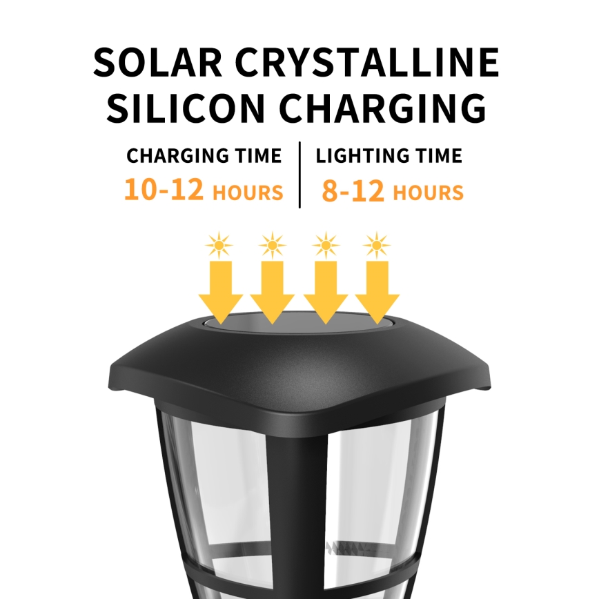 Aigostar - SADA 12x LED Solární lampa LED/0,06W/2V 33,8 cm 6500K 100 mAh IP44 černá