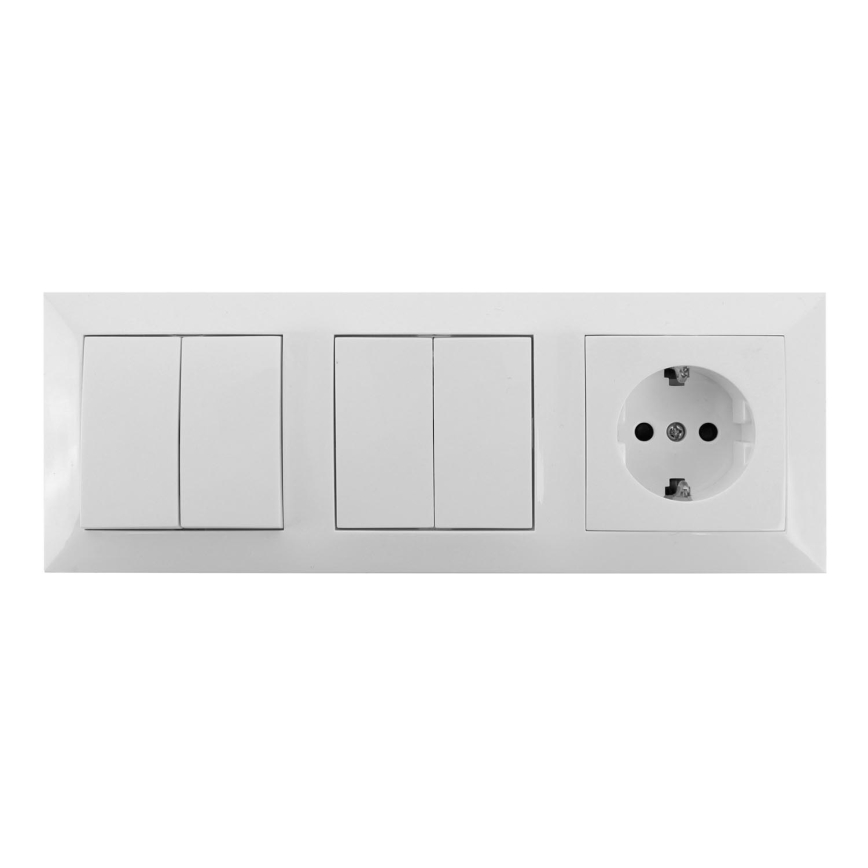 Aigostar - SADA 2x Spínač domovní 2-tlačítkový se zásuvkou 1x16A/250V SCHUKO