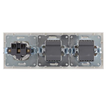 Aigostar - SADA 2x Spínač domovní 2-tlačítkový se zásuvkou 1x16A/250V SCHUKO