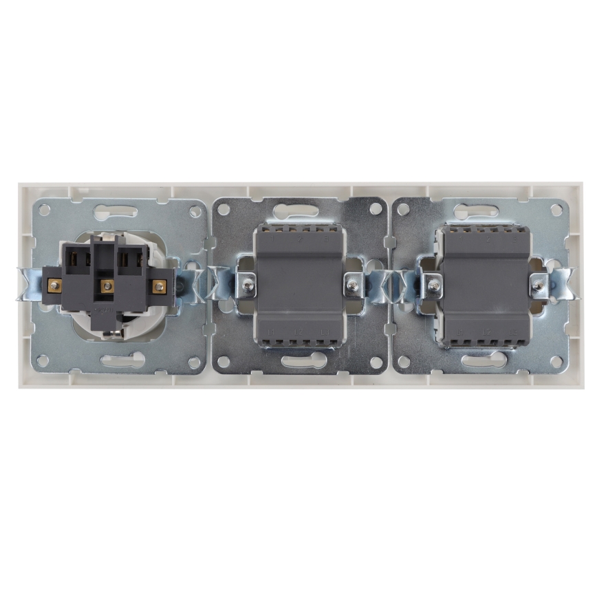 Aigostar - SADA 2x Spínač domovní 2-tlačítkový se zásuvkou 1x16A/250V SCHUKO