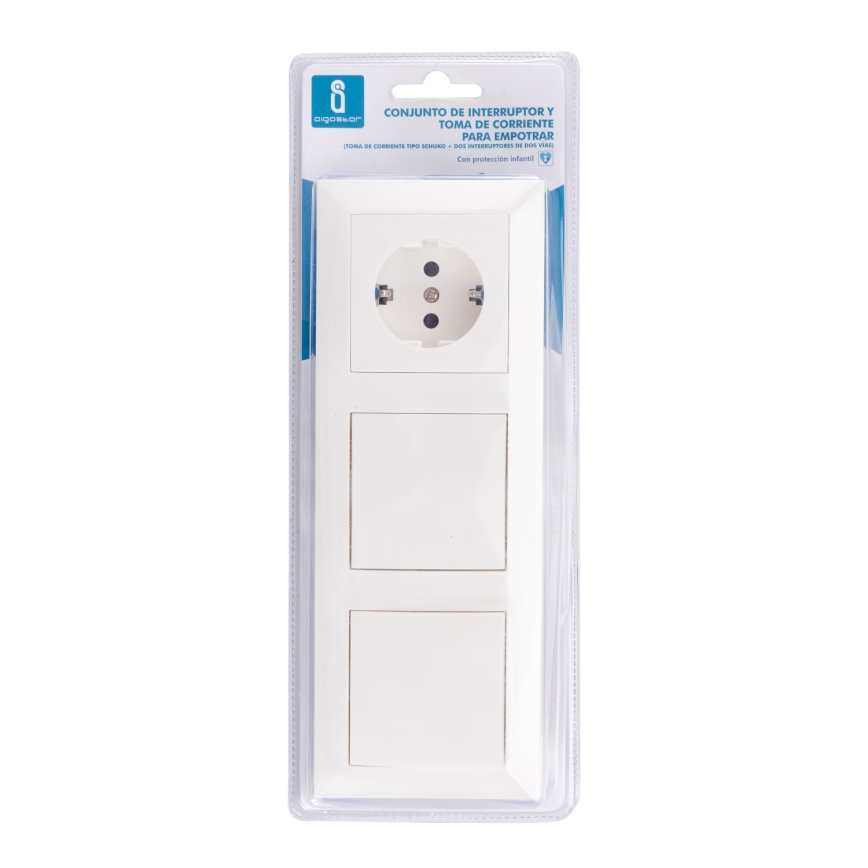 Aigostar - SADA 2x Spínač domovní se zásuvkou 1x16A/250V SCHUKO