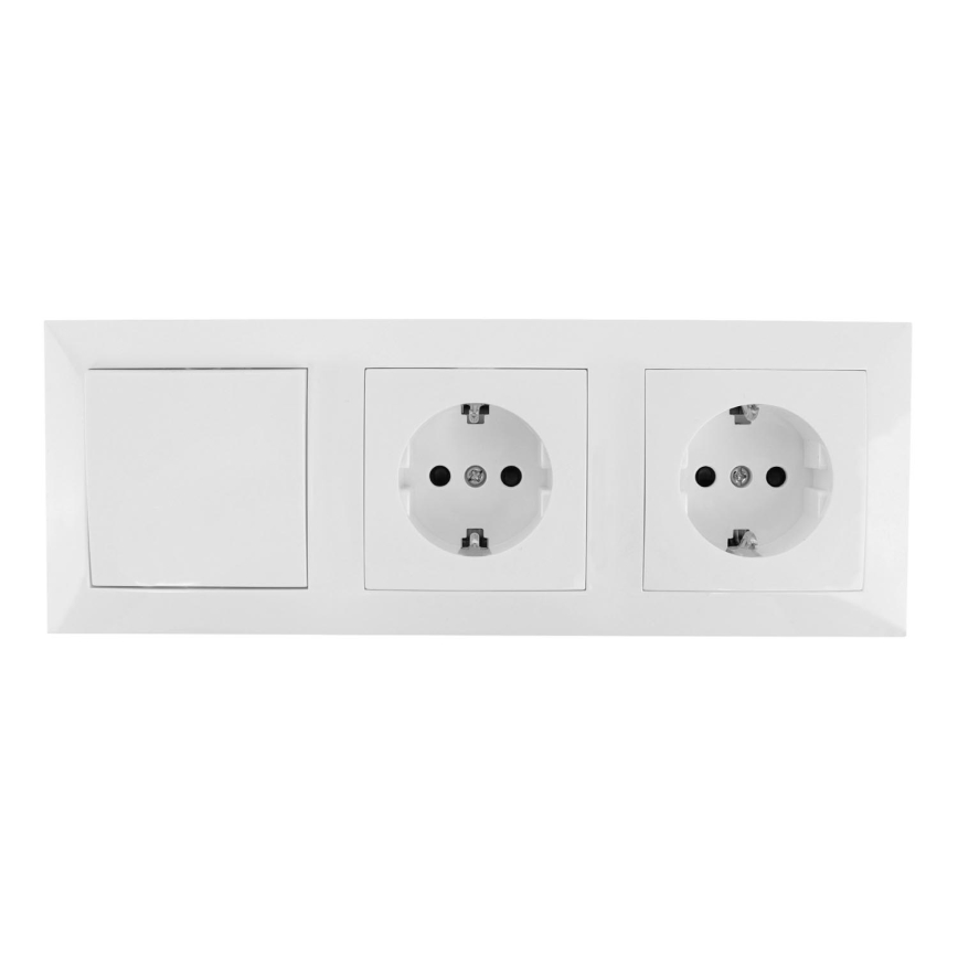 Aigostar - SADA 2x Zásuvka domovní se spínačem 2x16A/250V SCHUKO