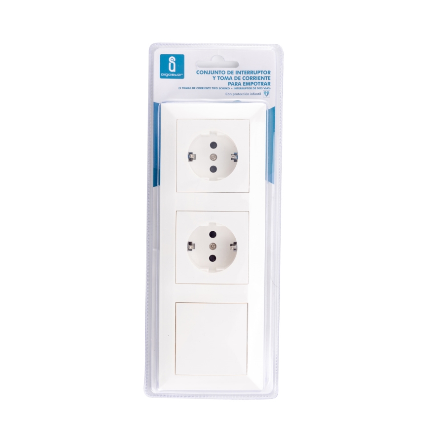 Aigostar - SADA 2x Zásuvka domovní se spínačem 2x16A/250V SCHUKO