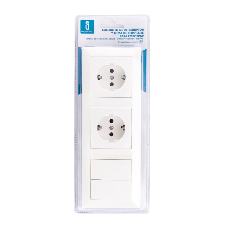 Aigostar - SADA 2x Zásuvka se spínačem 2x16A/250V SCHUKO