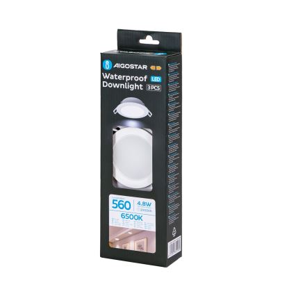 Aigostar - SADA 3x LED Koupelnové podhledové svítidlo LED/4,8W/230V IP65 bílá