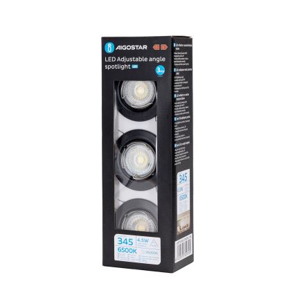 Aigostar - SADA 3x LED Podhledové svítidlo 1xGU10/4,5W/230V 6500K černá