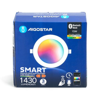 Aigostar - SADA 3x LED RGB Stmívatelné podhledové svítidlo MESH LED/15W/230V 2700K-6500K pr.17cm