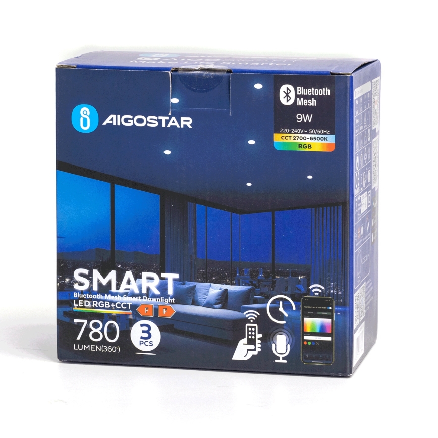 Aigostar - SADA 3x LED RGB Stmívatelné podhledové svítidlo MESH LED/9W/230V 2700K-6500K pr.14,5cm