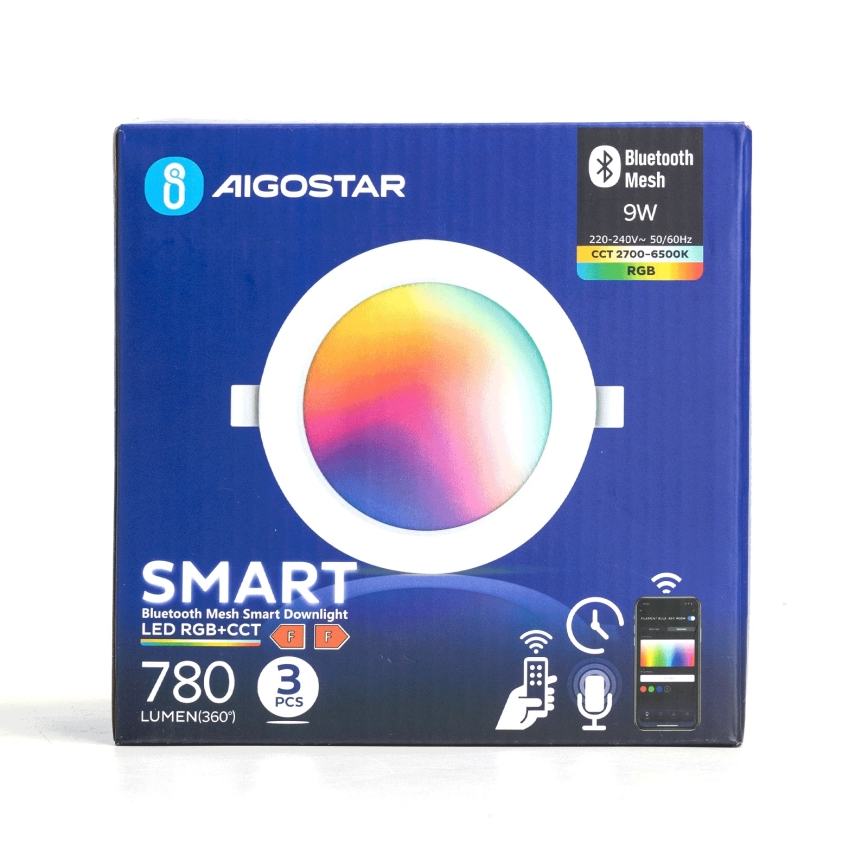 Aigostar - SADA 3x LED RGB Stmívatelné podhledové svítidlo MESH LED/9W/230V 2700K-6500K pr.14,5cm