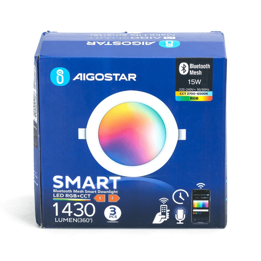Aigostar - SADA 3x LED RGBW Stmívatelné podhledové svítidlo MESH LED/15W/230V 2700K-6500K pr.17cm
