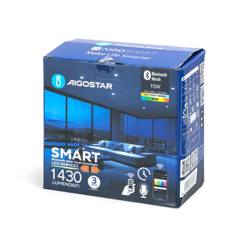 Aigostar - SADA 3x LED RGBW Stmívatelné podhledové svítidlo MESH LED/15W/230V 2700K-6500K pr.17cm