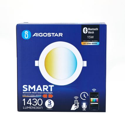Aigostar - SADA 3x LED Stmívatelné podhledové svítidlo MESH LED/15W/230V 2700K-6500K pr.17cm