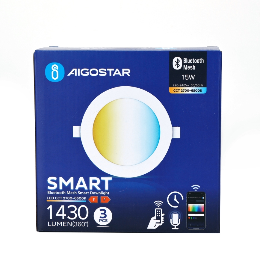 Aigostar - SADA 3x LED Stmívatelné podhledové svítidlo MESH LED/15W/230V 2700K-6500K pr.17cm
