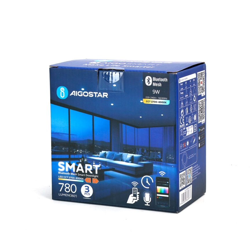 Aigostar - SADA 3x LED Stmívatelné podhledové svítidlo MESH LED/9W/230V 2700K-6500K pr. 14,5 cm