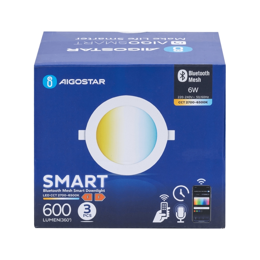 Aigostar - SADA 3x LED Stmívatelné podhledové svítidlo MESH LED/6W/230V 2700K-6500K pr.11,5cm