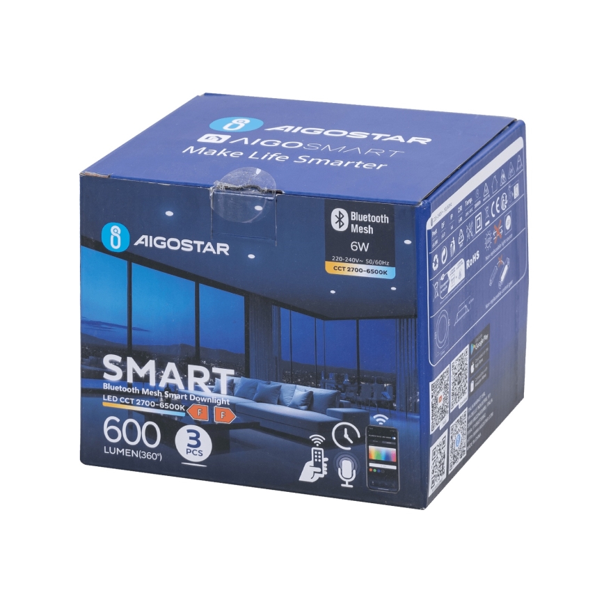 Aigostar - SADA 3x LED Stmívatelné podhledové svítidlo MESH LED/6W/230V 2700K-6500K pr.11,5cm